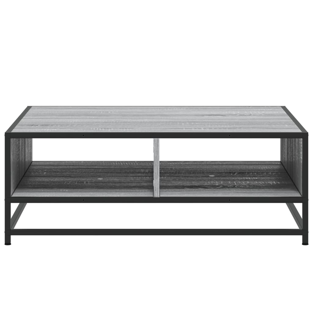 vidaXL Table basse grise aspect chêne sonoma 80x80x30 cm en bois d'ingénierie et métal