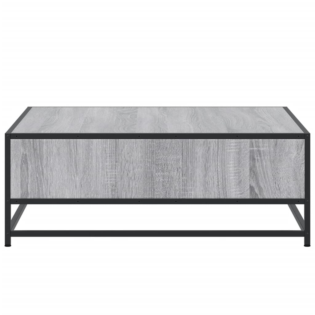 vidaXL Table basse grise aspect chêne sonoma 80x80x30 cm en bois d'ingénierie et métal