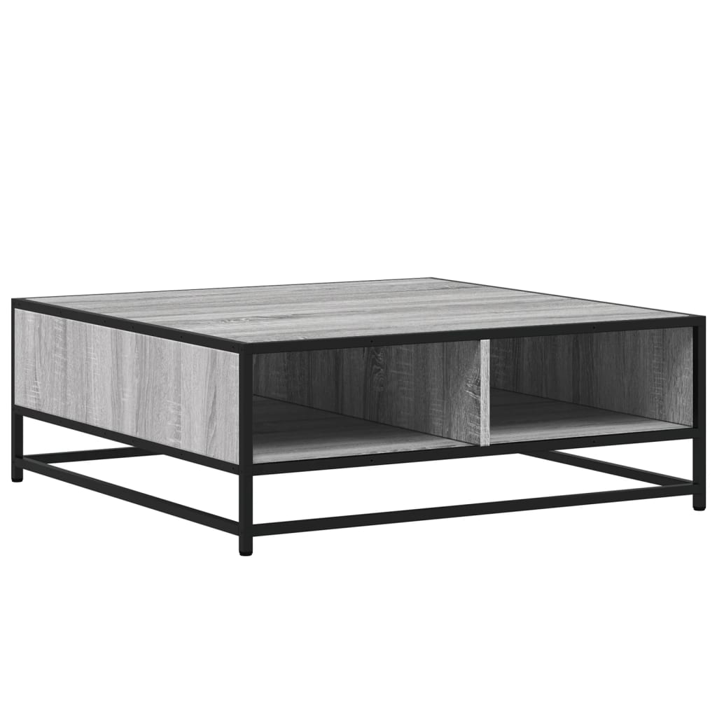 vidaXL Table basse grise aspect chêne sonoma 80x80x30 cm en bois d'ingénierie et métal