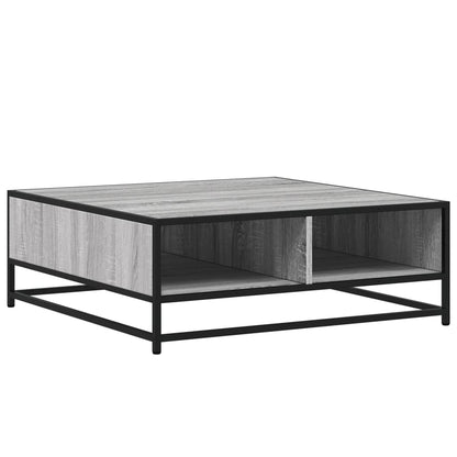 vidaXL Table basse grise aspect chêne sonoma 80x80x30 cm en bois d'ingénierie et métal