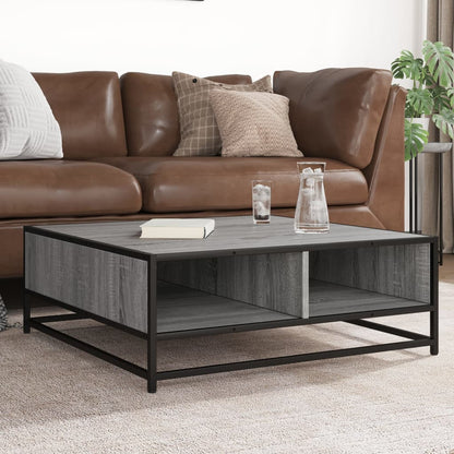 vidaXL Table basse grise aspect chêne sonoma 80x80x30 cm en bois d'ingénierie et métal