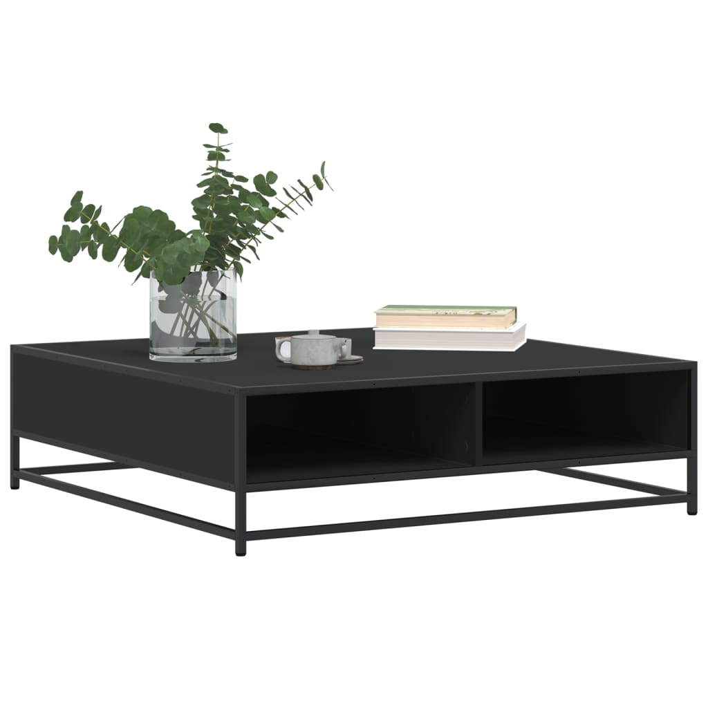 vidaXL Table basse noire 100x100x30 cm en bois d'ingénierie et métal