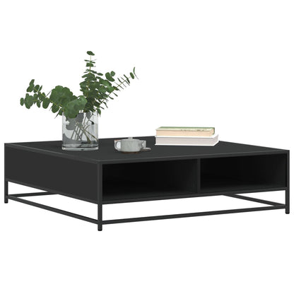 vidaXL Table basse noire 100x100x30 cm en bois d'ingénierie et métal