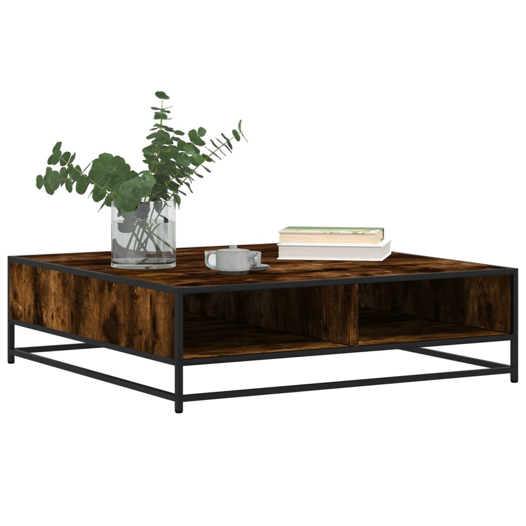 vidaXL Table basse chêne fumé 100x100x30 cm bois d'ingénierie et métal
