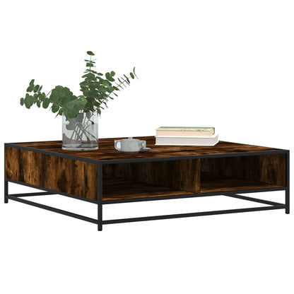 vidaXL Table basse chêne fumé 100x100x30 cm bois d'ingénierie et métal