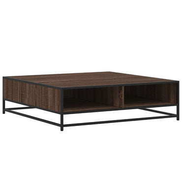 vidaXL Couchtisch Braun Eichen-Optik 100x100x30cm Holzwerkstoff Metall