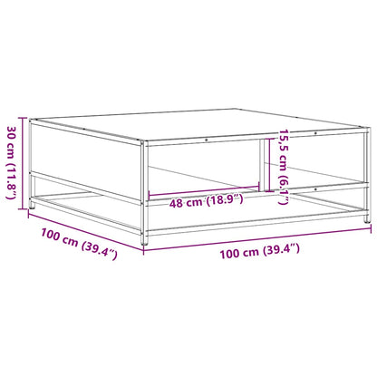 vidaXL Couchtisch Braun Eichen-Optik 100x100x30cm Holzwerkstoff Metall