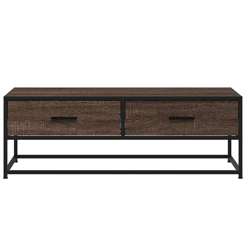 vidaXL Couchtisch Braun Eichen-Optik 100x50x35 cm Holzwerkstoff Metall