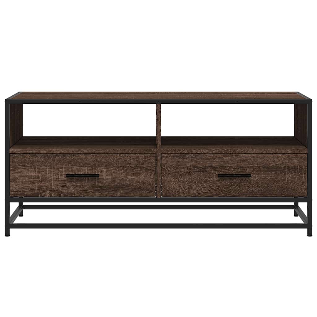vidaXL Couchtisch Braun Eichen-Optik 100x50x45 cm Holzwerkstoff Metall