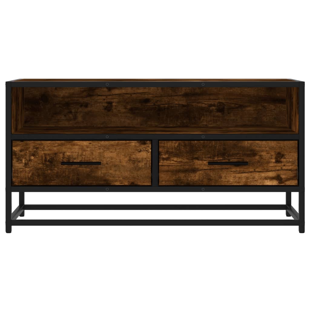vidaXL Meuble TV chêne fumé 80x34,5x40 cm bois d'ingénierie et métal