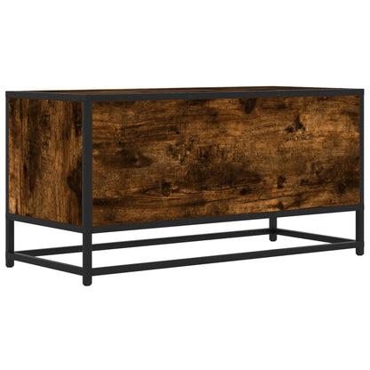 vidaXL Meuble TV chêne fumé 80x34,5x40 cm bois d'ingénierie et métal