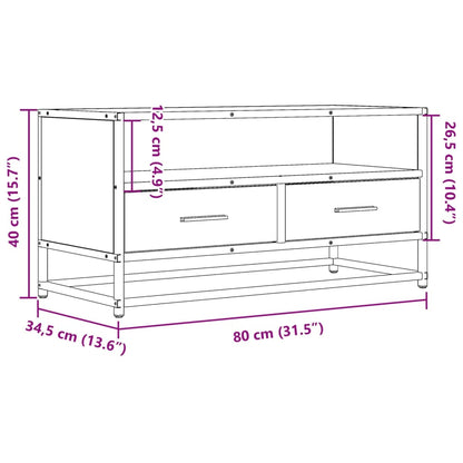 vidaXL Meuble TV chêne fumé 80x34,5x40 cm bois d'ingénierie et métal