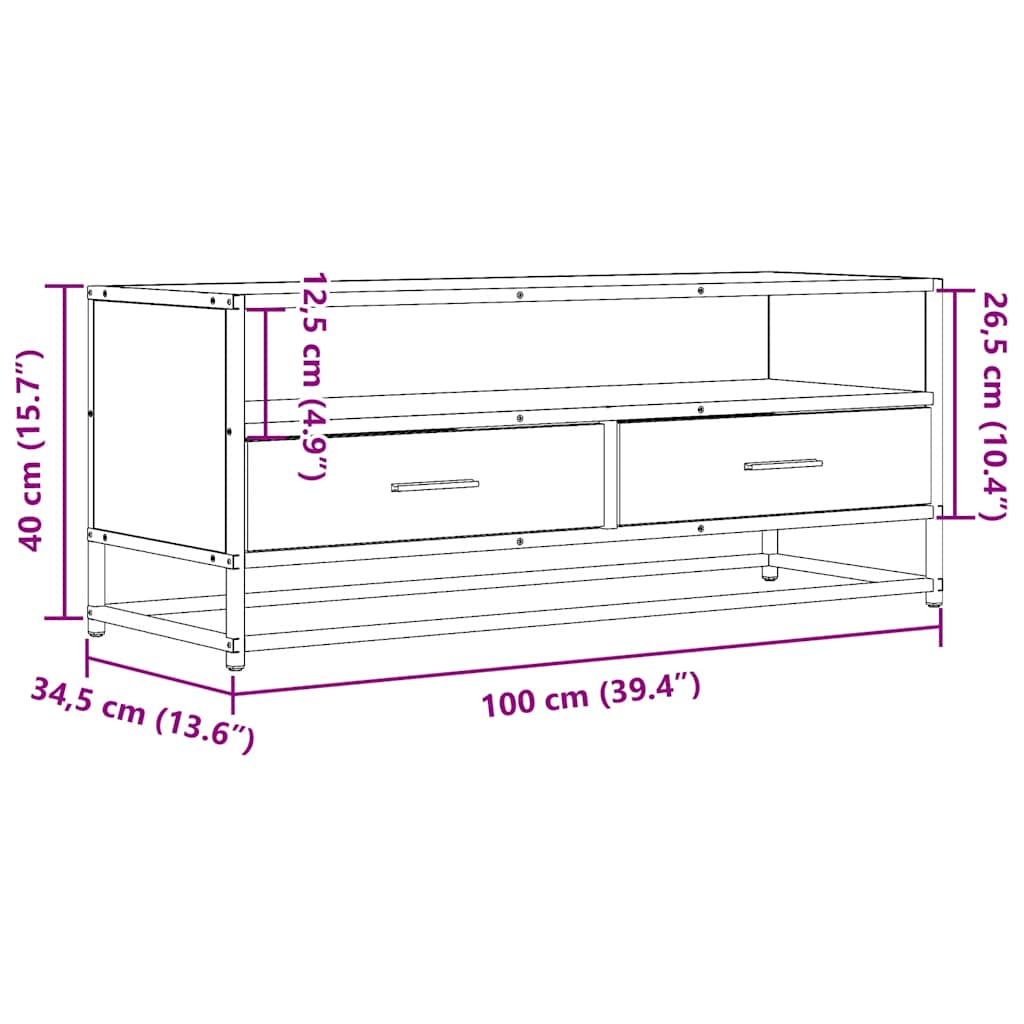 vidaXL TV-Schrank Sonoma-Eiche 100x34,5x40 cm Holzwerkstoff und Metall