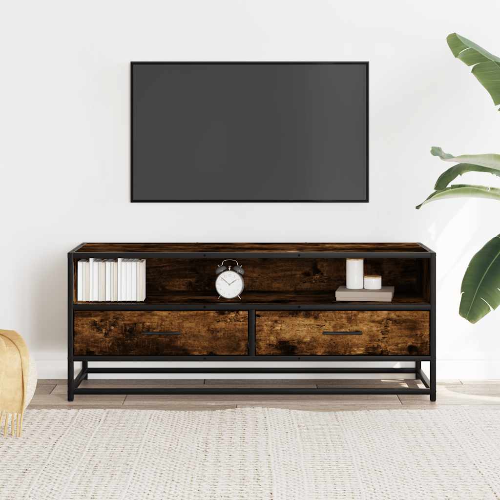 vidaXL TV-Schrank Räuchereiche 100x34,5x40 cm Holzwerkstoff und Metall
