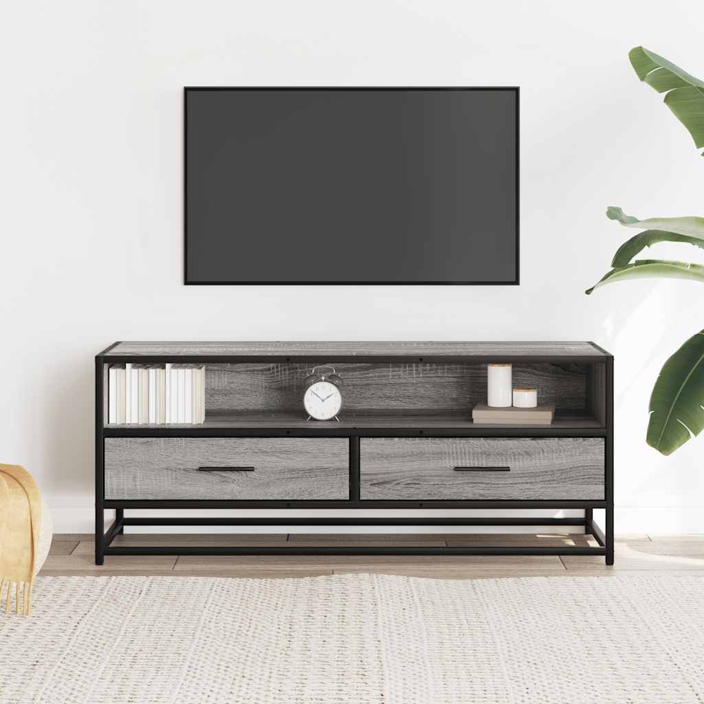 vidaXL TV-Schrank Grau Sonoma 100x34,5x40 cm Holzwerkstoff und Metall