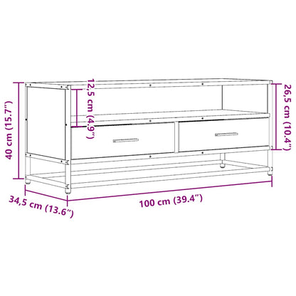 vidaXL TV-Schrank Grau Sonoma 100x34,5x40 cm Holzwerkstoff und Metall