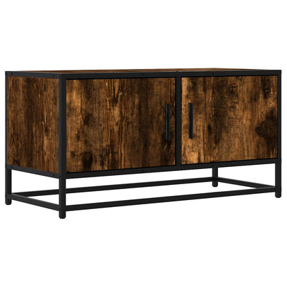 vidaXL Meuble TV chêne fumé 80x34,5x40 cm bois d'ingénierie et métal