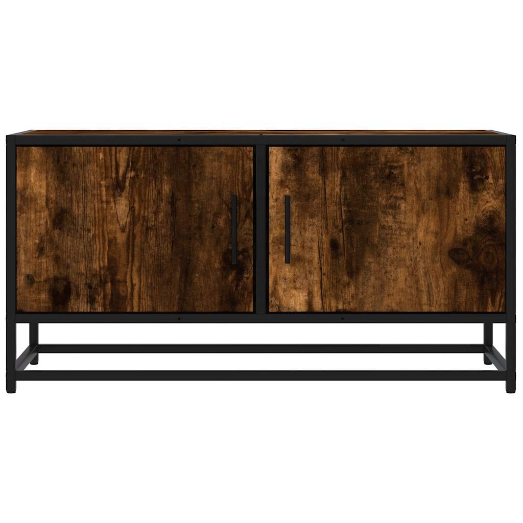 vidaXL Meuble TV chêne fumé 80x34,5x40 cm bois d'ingénierie et métal