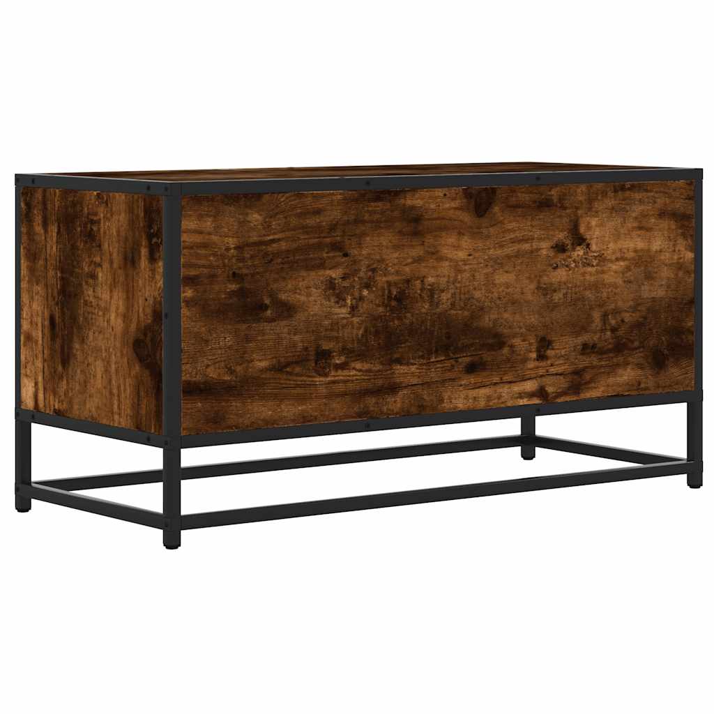 vidaXL Meuble TV chêne fumé 80x34,5x40 cm bois d'ingénierie et métal