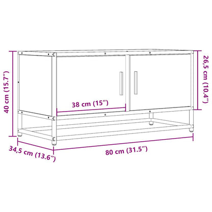 vidaXL Meuble TV chêne fumé 80x34,5x40 cm bois d'ingénierie et métal