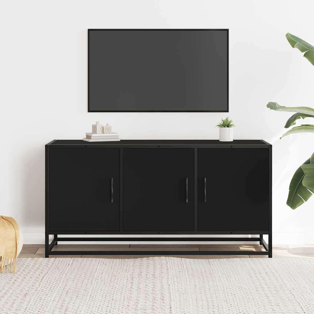 vidaXL Meuble TV Noir 100x35x50 cm Bois d'ingénierie et Métal