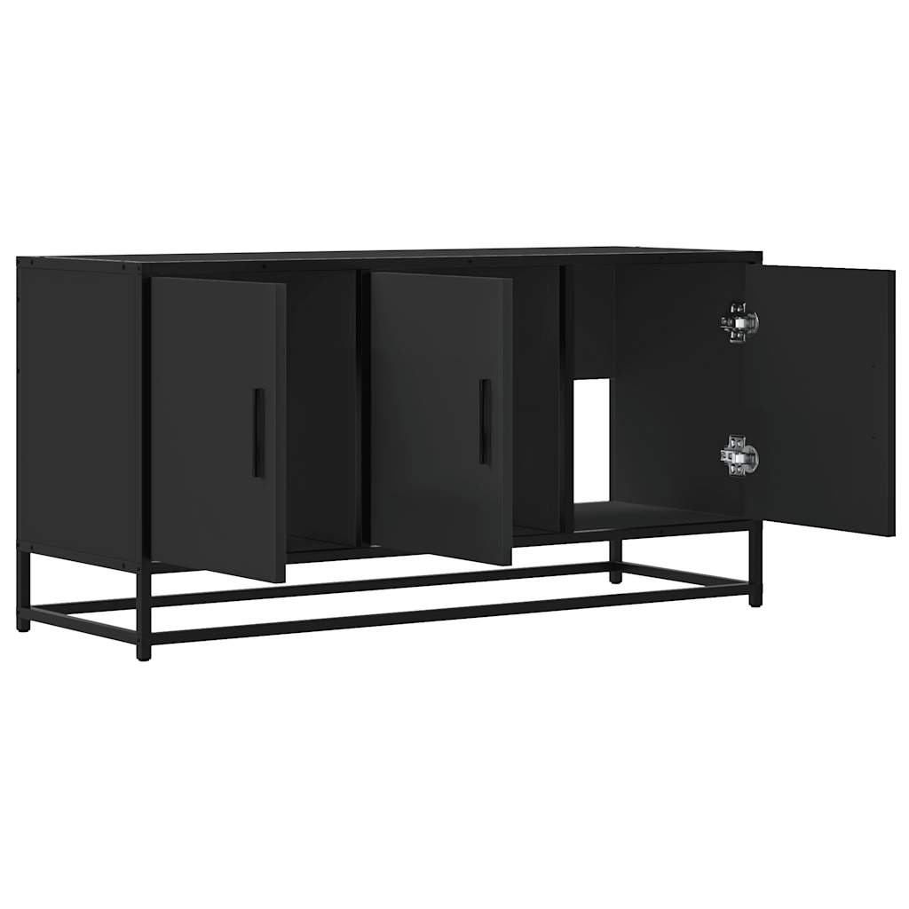 vidaXL Meuble TV Noir 100x35x50 cm Bois d'ingénierie et Métal
