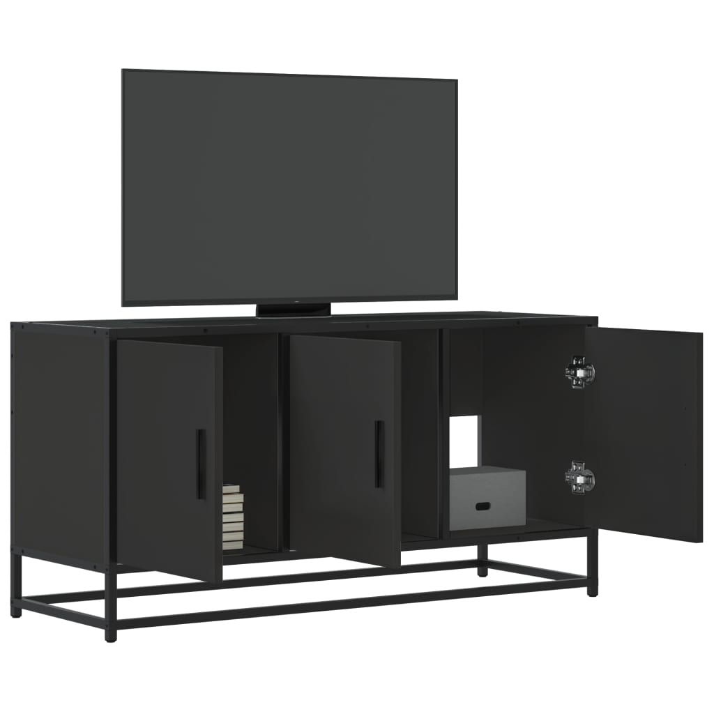 vidaXL Meuble TV Noir 100x35x50 cm Bois d'ingénierie et Métal