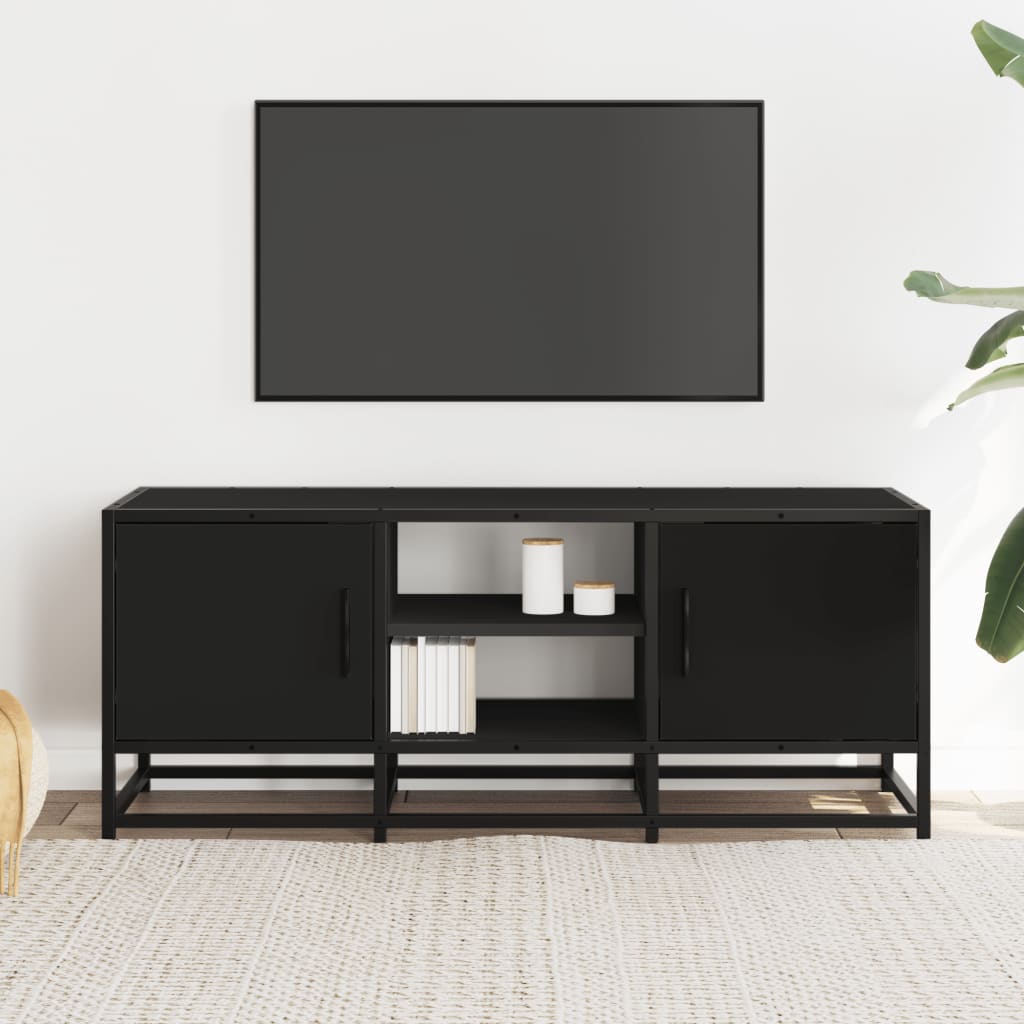 vidaXL Meuble TV Noir 100x35x41 cm Bois d'ingénierie et métal