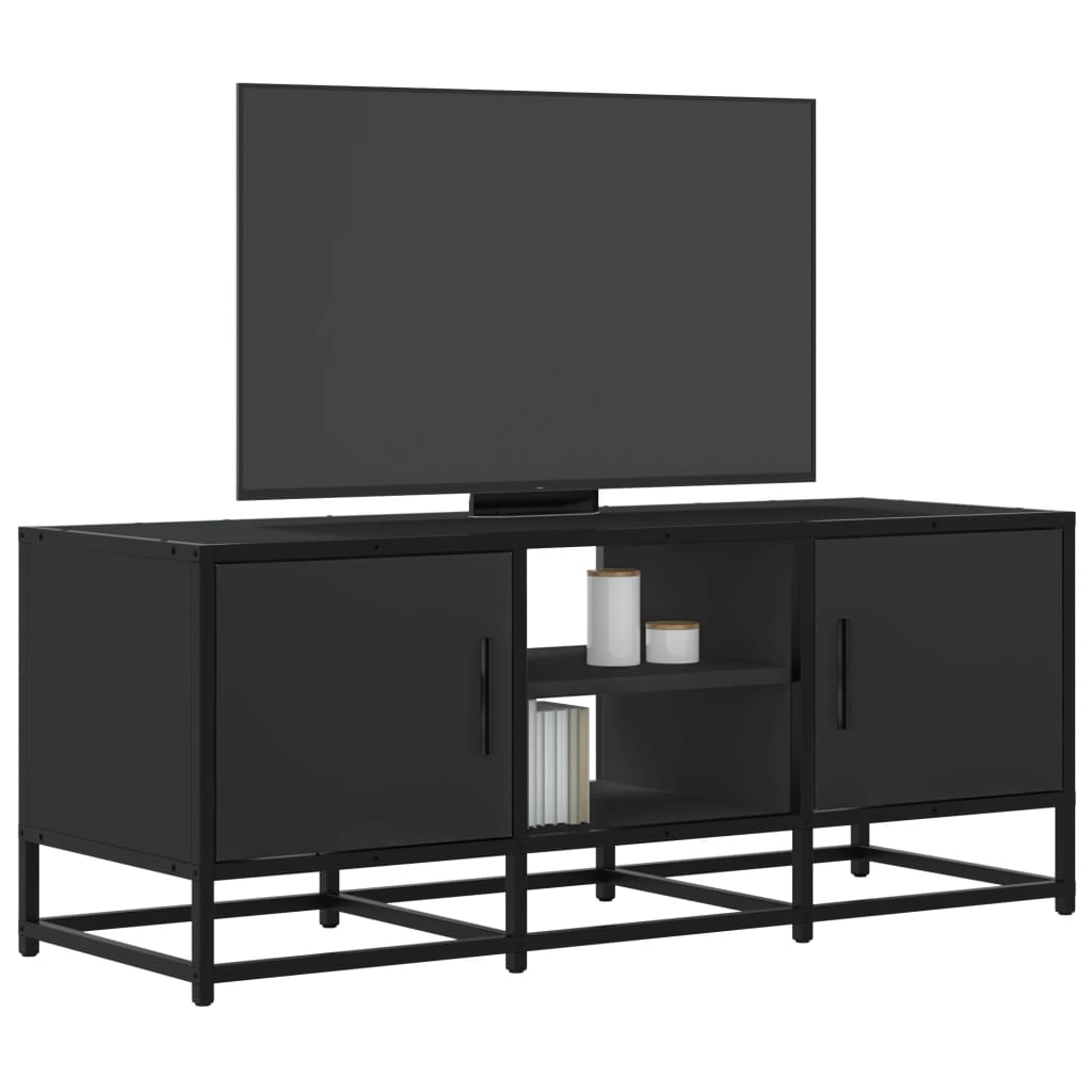 vidaXL Meuble TV Noir 100x35x41 cm Bois d'ingénierie et métal