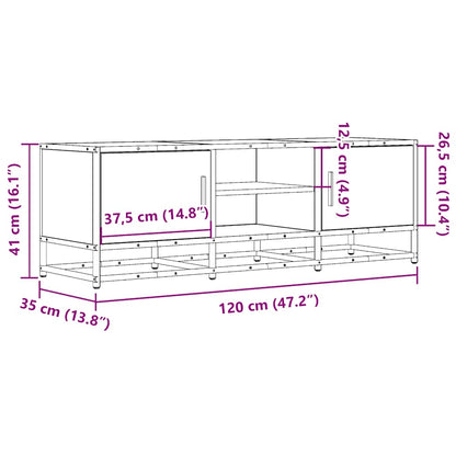 vidaXL TV-Schrank Räuchereiche 120x35x41 cm Holzwerkstoff und Metall