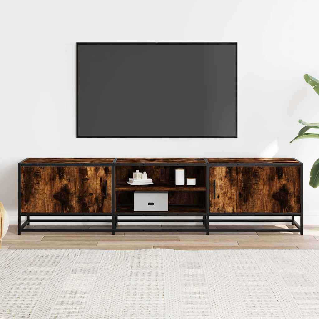 vidaXL Meuble TV chêne fumé 160x35x41 cm en bois d'ingénierie et métal