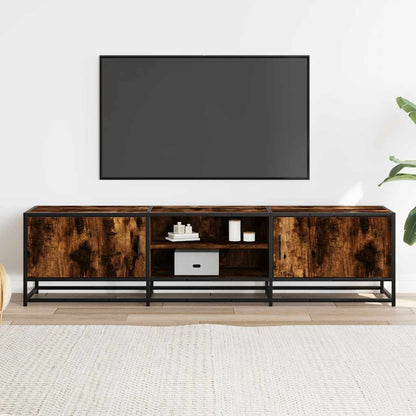 vidaXL Meuble TV chêne fumé 160x35x41 cm en bois d'ingénierie et métal
