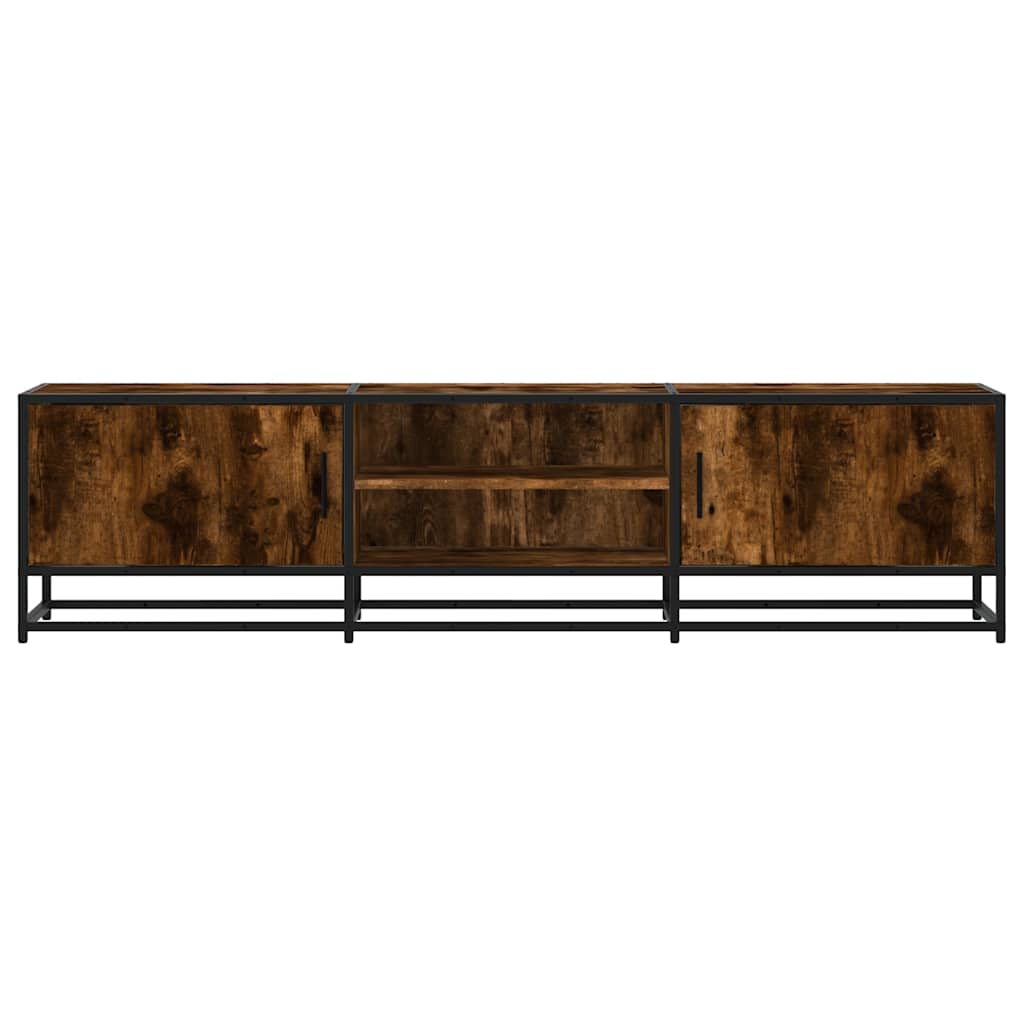 vidaXL Meuble TV chêne fumé 160x35x41 cm en bois d'ingénierie et métal