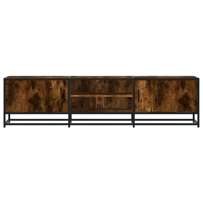 vidaXL Meuble TV chêne fumé 160x35x41 cm en bois d'ingénierie et métal