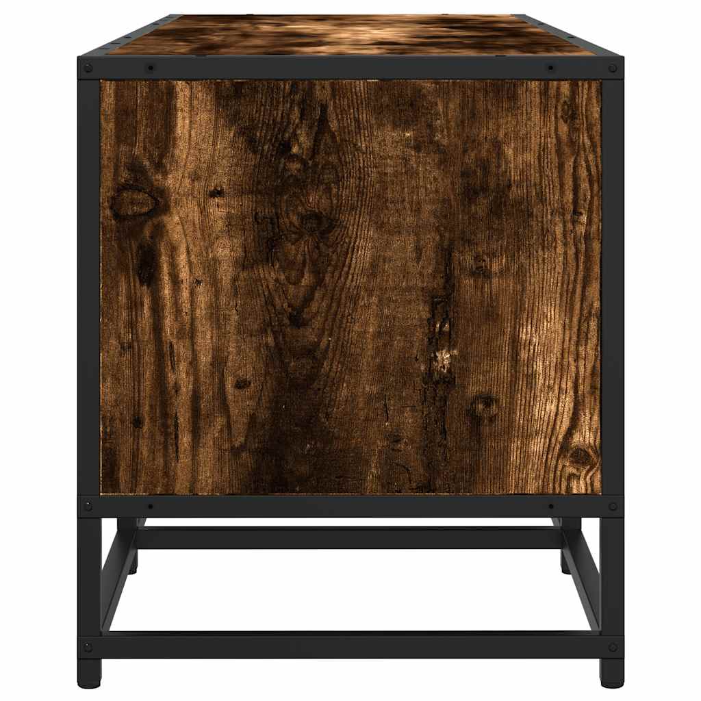 vidaXL Meuble TV chêne fumé 160x35x41 cm en bois d'ingénierie et métal