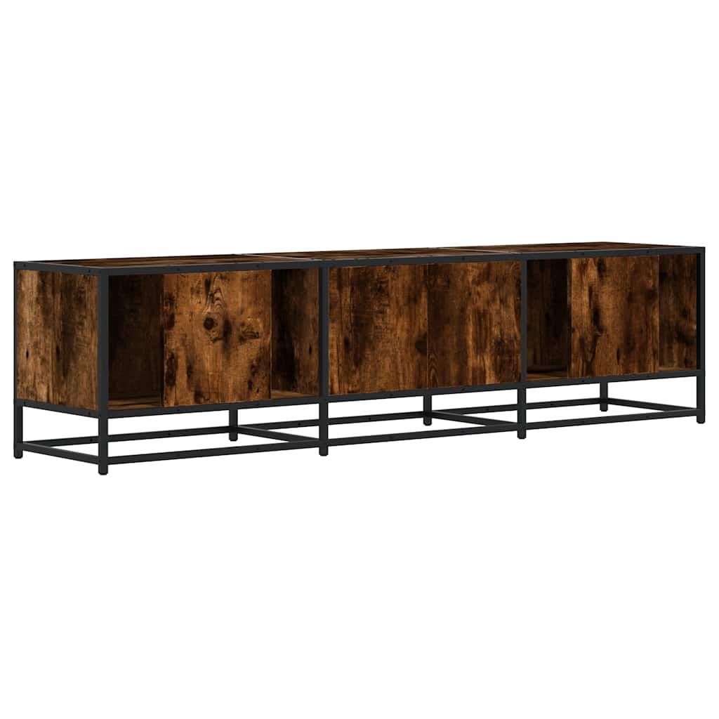 vidaXL Meuble TV chêne fumé 160x35x41 cm en bois d'ingénierie et métal