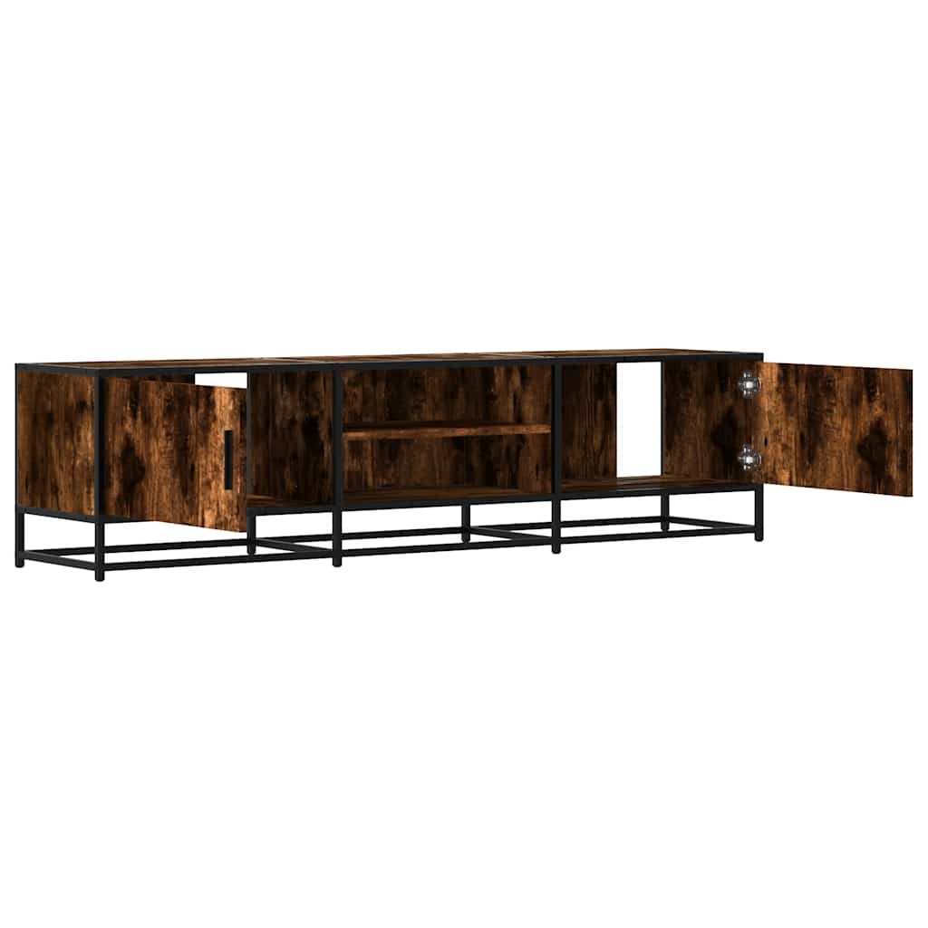 vidaXL Meuble TV chêne fumé 160x35x41 cm en bois d'ingénierie et métal