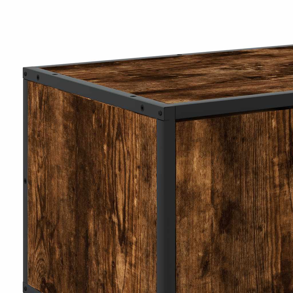 vidaXL Meuble TV chêne fumé 160x35x41 cm en bois d'ingénierie et métal