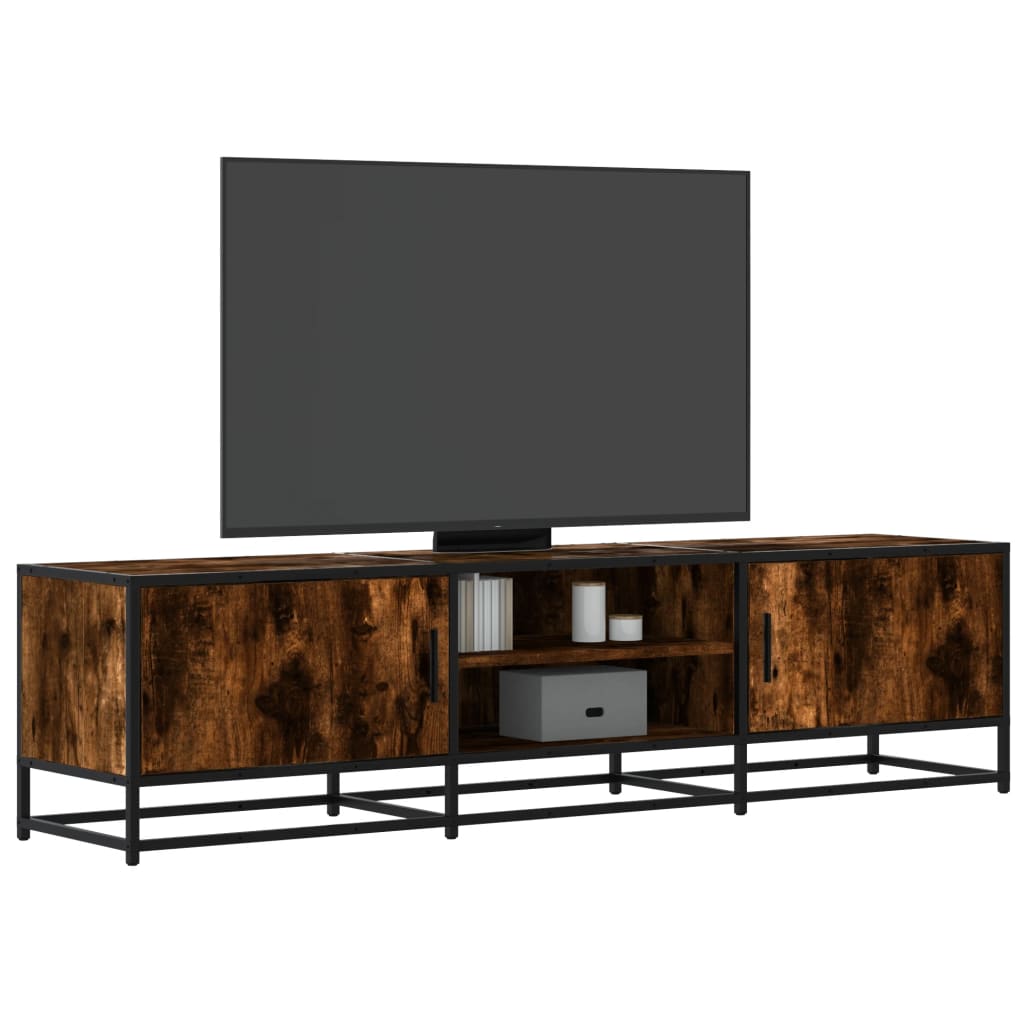 vidaXL Meuble TV chêne fumé 160x35x41 cm en bois d'ingénierie et métal
