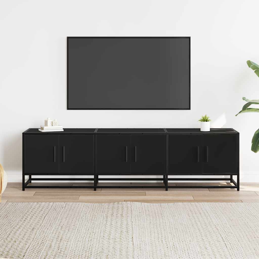 vidaXL Meuble TV Noir 150x35x41 cm Bois d'ingénierie et Métal