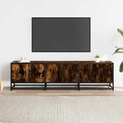 vidaXL Meuble TV chêne fumé 150x35x41 cm en bois d'ingénierie et métal