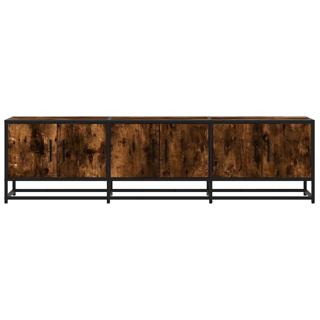 vidaXL Meuble TV chêne fumé 150x35x41 cm en bois d'ingénierie et métal