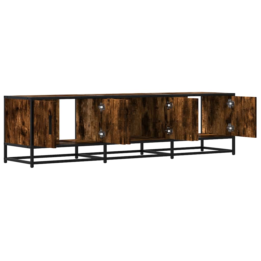 vidaXL Meuble TV chêne fumé 150x35x41 cm en bois d'ingénierie et métal