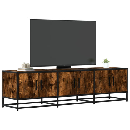 vidaXL Meuble TV chêne fumé 150x35x41 cm en bois d'ingénierie et métal
