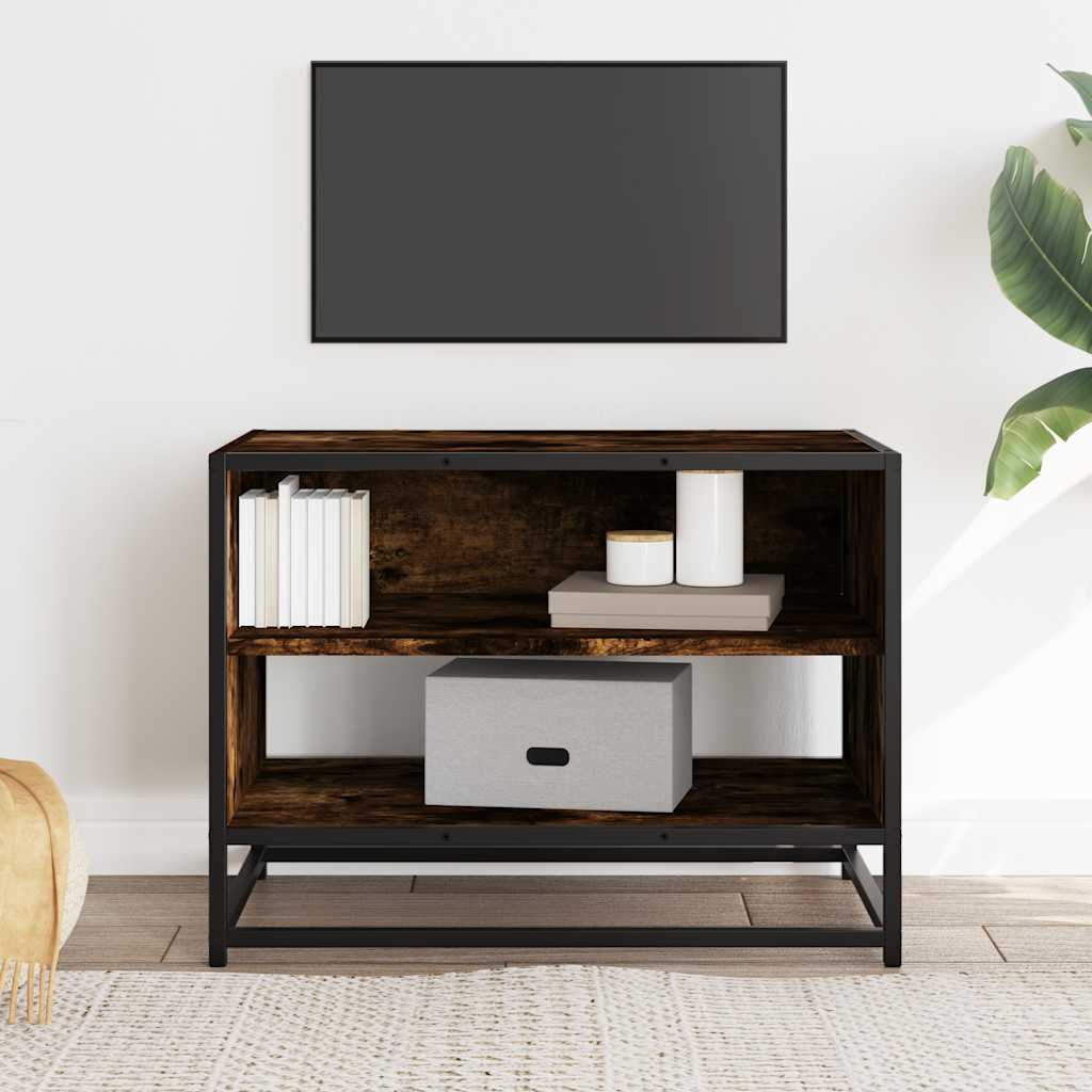vidaXL Meuble TV chêne fumé 61x40x46 cm bois d'ingénierie et métal