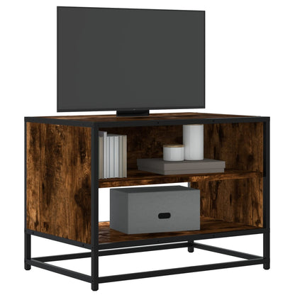 vidaXL Meuble TV chêne fumé 61x40x46 cm bois d'ingénierie et métal