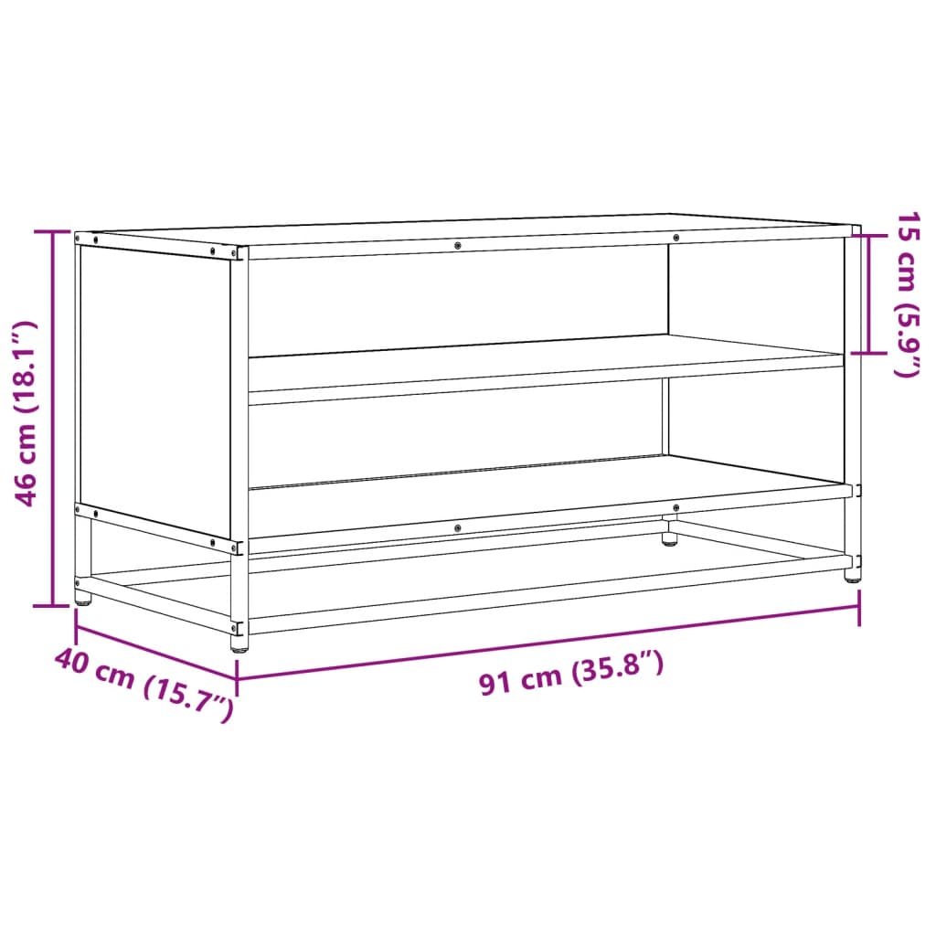 vidaXL TV-Schrank Schwarz 91x40x46 cm Holzwerkstoff und Metall