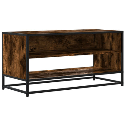 vidaXL Meuble TV chêne fumé 91x40x46 cm bois d'ingénierie et métal