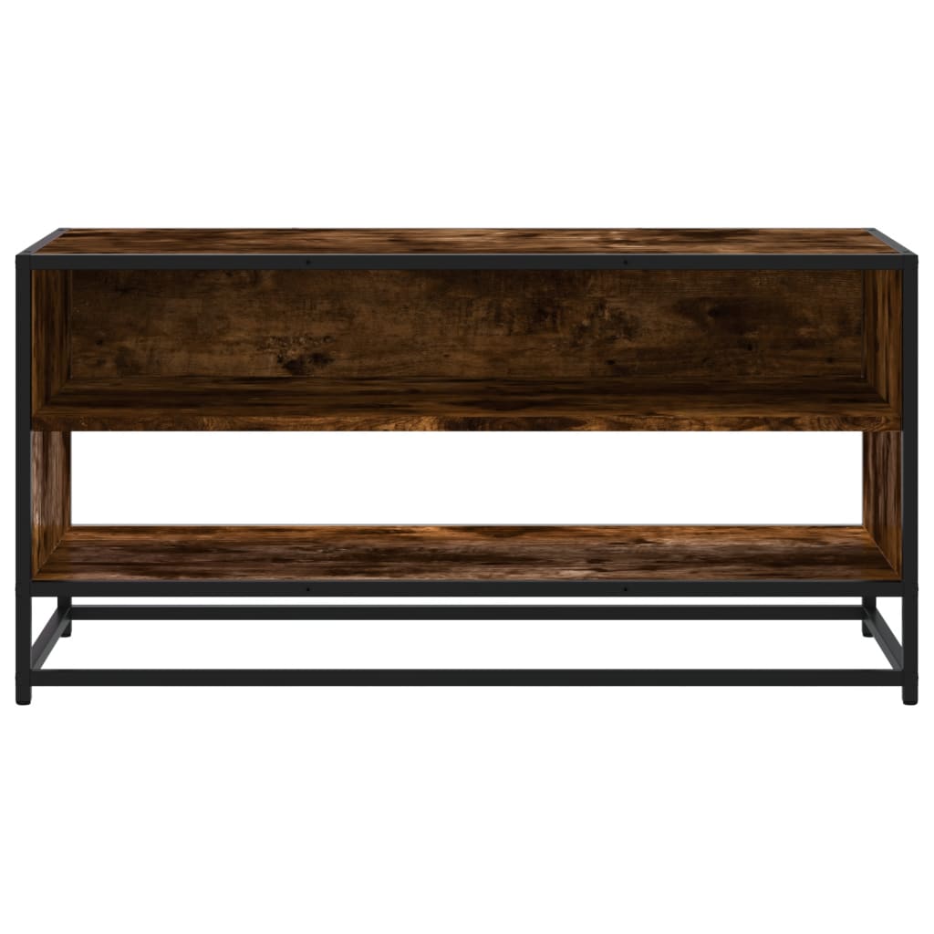 vidaXL Meuble TV chêne fumé 91x40x46 cm bois d'ingénierie et métal