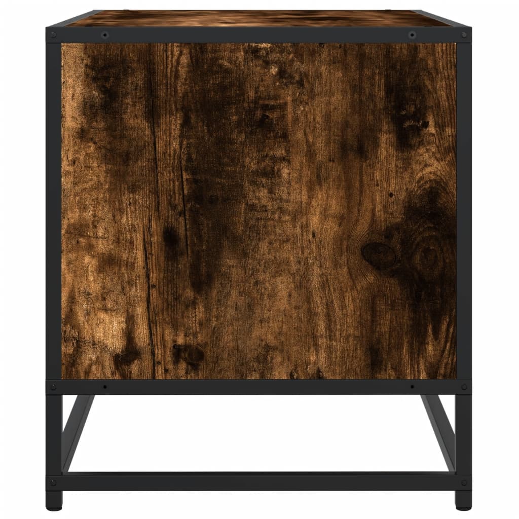 vidaXL Meuble TV chêne fumé 91x40x46 cm bois d'ingénierie et métal